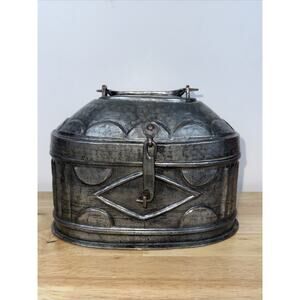 Antique Ornate Hand Made Turkish COPPER BOX Hinged Lid With Handle